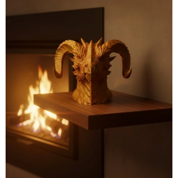 VipMarketim Asil Tasarım Gold–Red Ejderha Heykeli Hediyelik Fantastik Dekor