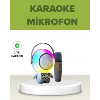 VipMarketim Astronot Tasarımlı Bluetooth Speaker ve Kablosuz Mikrofon Karaoke Seti