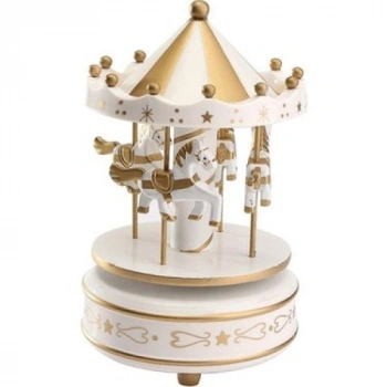 VipMarketim Atlı Karınca Müzik Kutusu Gold-Beyaz Renk