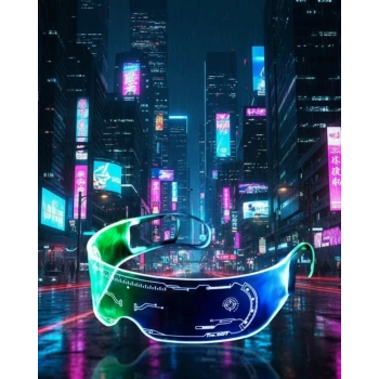 VipMarketim Aydınlatmalı LED Parti Gözlüğü Çok Renkli Modlu Cyberpunk Tasarım