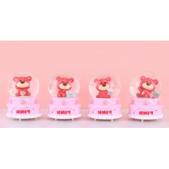 VipMarketim Ayıcıklı Işıklı Kar Küresi 7 Cm