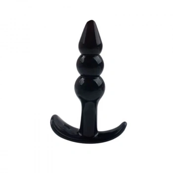 VipMarketim Backpart 3 Boğumlu Silikon Anal Tıkaç - Siyah