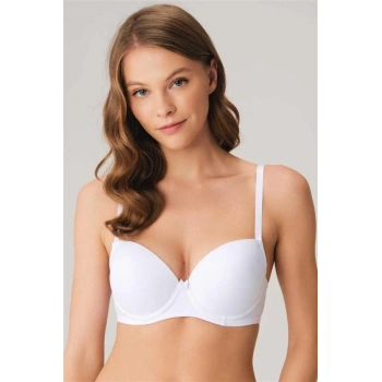 VipMarketim Balenli Destekli Dolgulu Askıları Çıkabilen Günlük Klasik T-Shirt Sütyeni