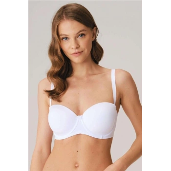 VipMarketim  Balenli Desteksiz Dolgusuz Askısız Straplez Yumuşak Süngerli Günlük Klasik T-shirt Sütyeni