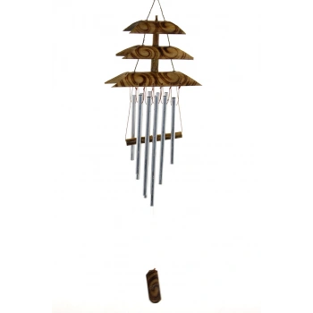 VipMarketim Bambu Metal Çanlı Rüzgar Çanı