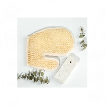 VipMarketim Banyo Lifi Kesesi Sisal Eldiven Eksfoliye Edici ve Topuk Ponza Taşı