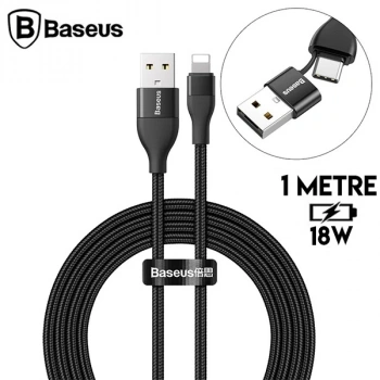 VipMarketim Baseus 2in1 Dual Output Cable/USB-A+Type-C İPhone 18W Hızlı Şarj Usb Kablo 1m-(5775)