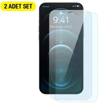 VipMarketim Baseus Crystal 0.3mm iPhone 12 Pro Max Tempered Ekran Koruyucu 2 Adet Set-(5775)