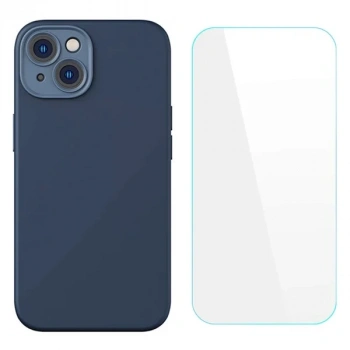 VipMarketim Baseus Liquid Silica Gel iPhone 14 6.1 Silikon Kılıf + Tempered Ekran Koruyucu Set-(5775)