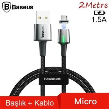 VipMarketim Baseus Zinc Magnetic Usb Kablo Şarj Android Mikro Başlık 2Metre 1.5A-(5775)