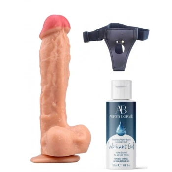 VipMarketim Belden Bağlamalı Kayganlaştırıcı Set Noctis 23cm Realistik Dildo No:22