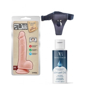VipMarketim Belden Bağlamalı Kayganlaştırıcı Set Peotillomania 19.5cm Gerçekçi Dildo