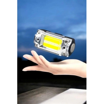 VipMarketim Beyaz Led Işık Sensörlü Kafa Lambası Lityum Batarya Led El Fenerli Şarjlı