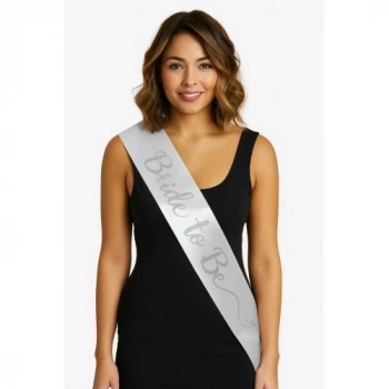 VipMarketim Beyaz Saten Üzerine El Yazısı İtalik Gümüş Bride To Be Kuşağı 10 cm Genişlik