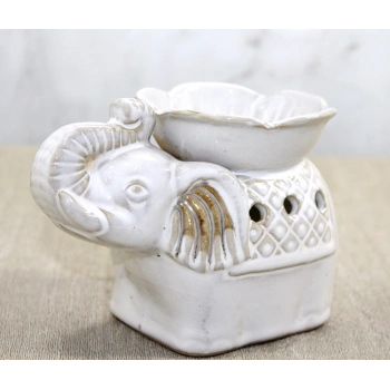 VipMarketim Beyaz Seramik Filli Buhurdanlık