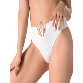 VipMarketim  Beyaz V Metal Aksesuarlı Yüksek Bel String Tanga