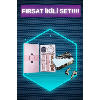 VipMarketim Bileklikli Amoled Ekran Akıllı Saat ve Dijital Göstergeli Kablosuz Bluetooth Kulaklık ANC/ ENC