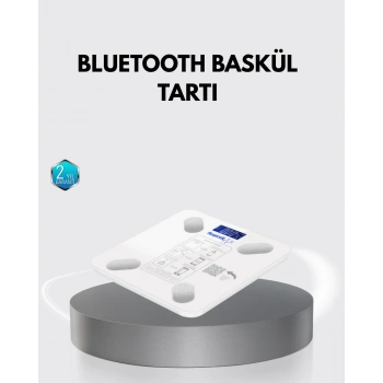 VipMarketim Bluetooth Akıllı Tartı – 8 Fonksiyonlu Dijital Baskül 180 kg Kapasiteli