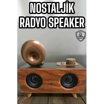 VipMarketim Bluetooth Hoparlör Ahşap Klasik Retro Gramofon Bluetooth Müzik Kutusu