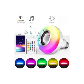 VipMarketim Bluetooth Hoparlör Akıllı Rgb Led Işık Renk Değiştirme Ses Bombası Ampül Görünümlü