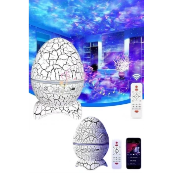 VipMarketim Bluetooth Hoparlör Dinozor Yumurtası Gece Masa Lambası Projektör