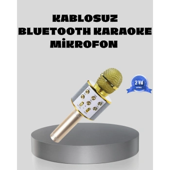 VipMarketim Bluetooth Karaoke Mikrofon Şarjlı Uzun Pil Ömürlü Çok Fonksiyonlu