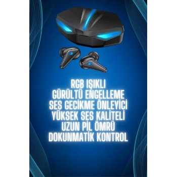 VipMarketim Bluetooth Kulaklık Oyuncu Kulaklığı RGB Işıklı Oyunlarda Düşük Gecikme