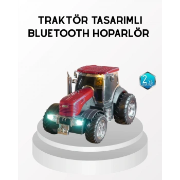 VipMarketim Bluetooth Nostaljik Traktör Hoparlör LED Işıklı 12W Güçlü Ses