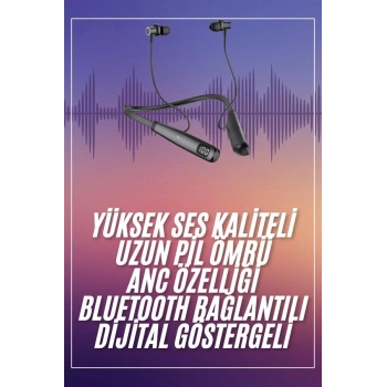 VipMarketim Boyun Askılı 100 Saat Kablosuz Kulaklık Göstergeli Bluetooth Kulaklık