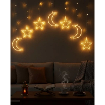 VipMarketim Büyük Ay Yıldız Ramazan Led Işık Dekoratif Işıklı Süs