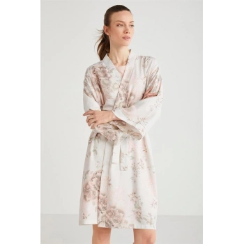VipMarketim Catherines Çiçek Desen 2li Sabahlık Gecelik Takımı