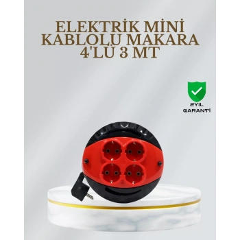 VipMarketim CE Belgeli 3 Metre 4’lü Kablolu Priz Makara