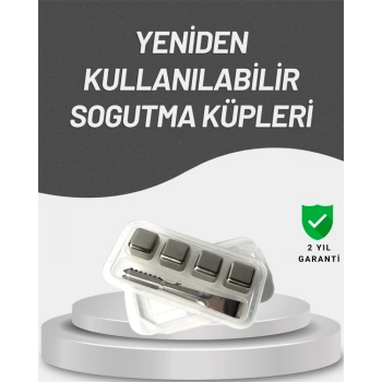 VipMarketim Çevre Dostu Metal Buz Küpü ve Kullanışlı Klips Seti