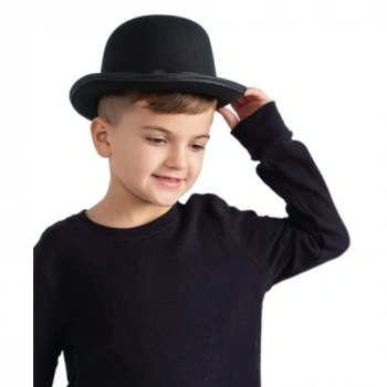 VipMarketim Charlie Chaplin Stil Çocuk Şapkası – Siyah Melon Parti Şapkası