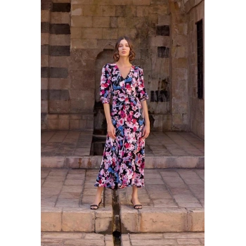 VipMarketim Çiçek Desenli Viskon Elbise