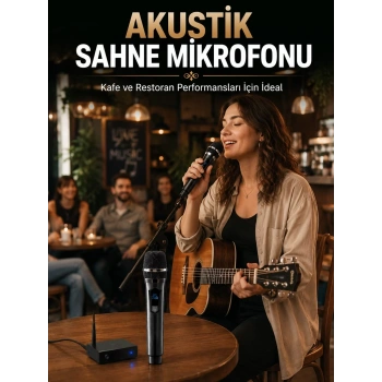VipMarketim Çift Kablosuz El Mikrofonu Net Ses Kalitesi ve Dijital Gösterge