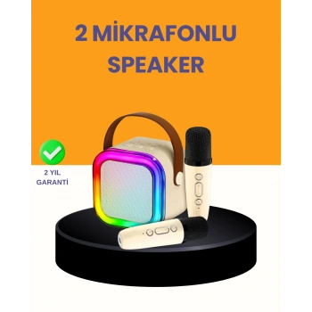 VipMarketim Çift Mikrofonlu Kompakt Karaoke Hoparlör – Uzun Pil Ömrü