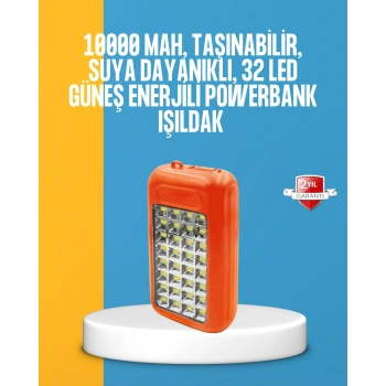 VipMarketim Çift USB Çıkışlı Güneş Enerjili Aydınlatmalı Powerbank