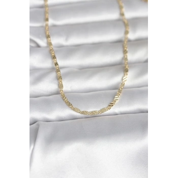 VipMarketim CM 14K Gold Renk Çizgi Lazer Model 60 cm Kadın Kolye 5886