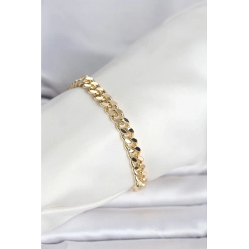 VipMarketim CM 14K Gold Renk Ezme Kalın Zincir Model Kadın Bileklik 5886