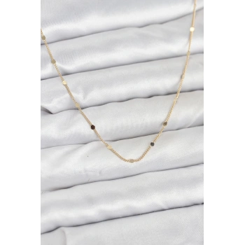 VipMarketim CM 14K Gold Renk Ezme Pul Model 60 cm Kadın Kolye 5886