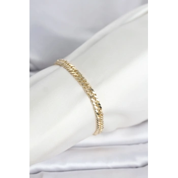 VipMarketim CM 14K Gold Renk Kalın Zincir Model Kadın Bileklik 5886