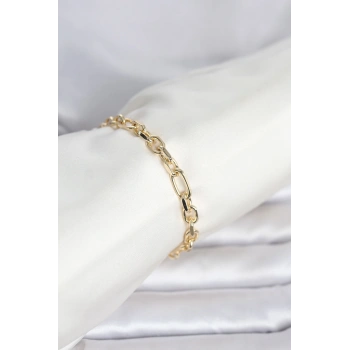 VipMarketim CM 14K Gold Renk Kalın Zincir Model Kadın Bileklik 5886