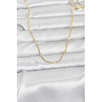 VipMarketim CM 14K Gold Renk Lazer Puntalı Model 60 cm Kadın Kolye 5886