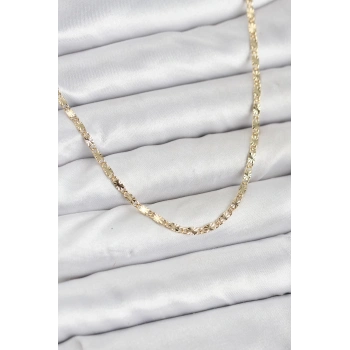 VipMarketim CM 14K Gold Renk Lazerli Zincir Model Kadın Kolye 5886