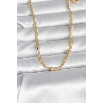 VipMarketim CM 14K Gold Renk Topçuk Model 60 cm Kadın Kolye 5886