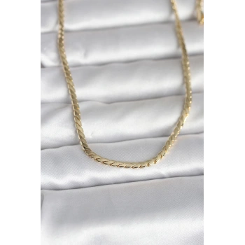 VipMarketim CM 14K Gold Renk Yassı Model 60 cm Kadın Kolye 5886