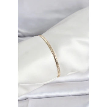 VipMarketim CM 14K Gold Renk Yassı Zincir Model Kadın Bileklik 5886