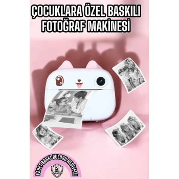 VipMarketim Çocuk Fotoğraf Makinesi Dijital HD Video Rulo Kağıt Baskılı Yazıcı