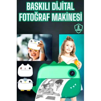 VipMarketim Çocuklar İçin Özel Fotoğraf Makinesi Printer Kamera Taşınabilir HD